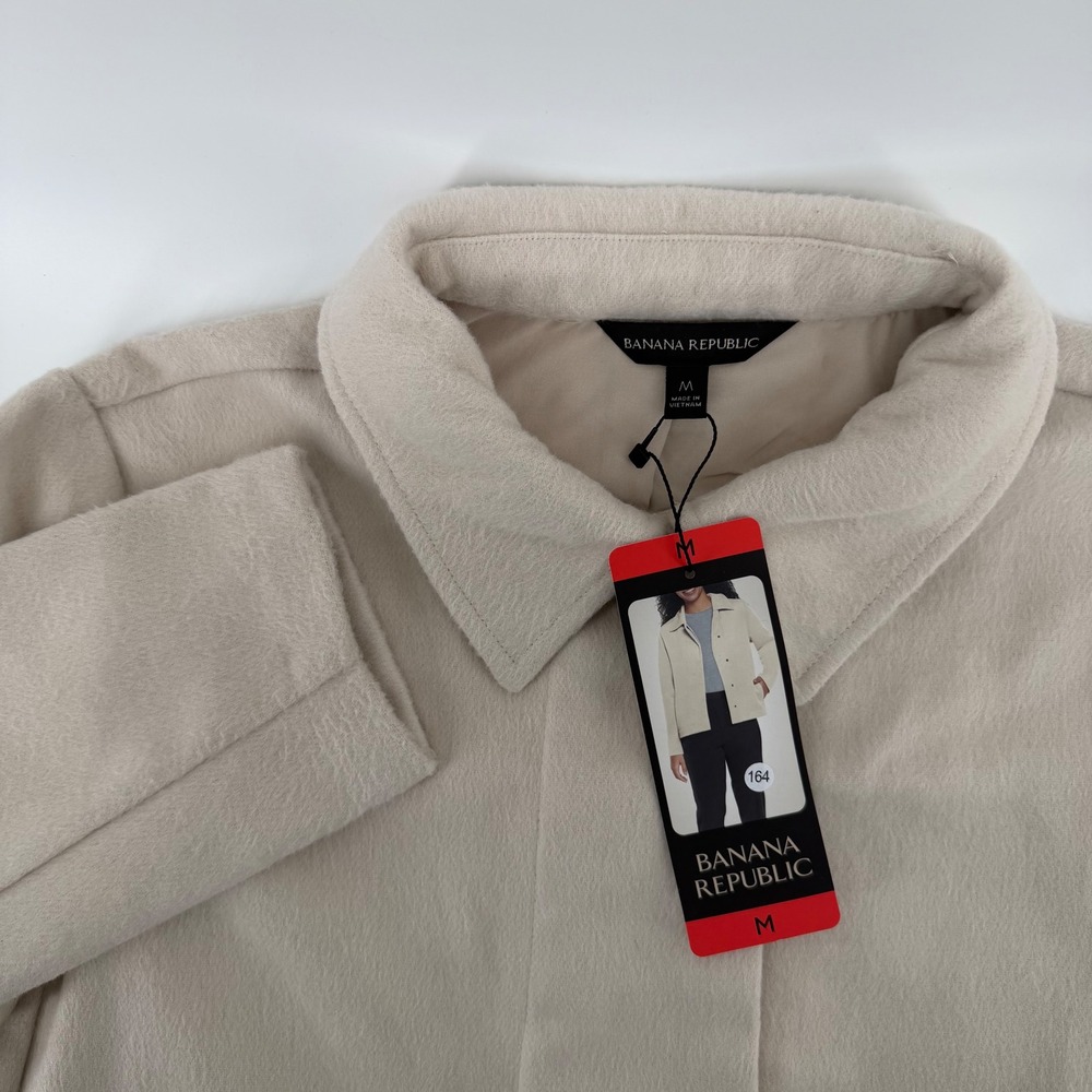 Banana Republic Cream‎ Wool Blend Collared Button Front Jacket Coat Medium NEW